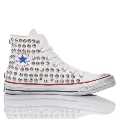 Mimanera White Studded Converse Chuck Taylors