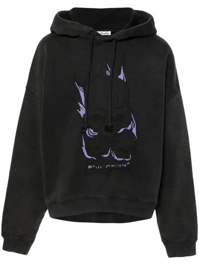 Acne Studios Printed Hoodie In Black