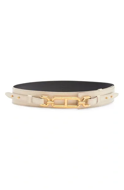 Tom Ford Women's Whitney Box Palmellato Leather Waist Belt In Cream