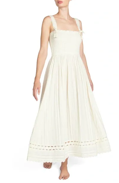 Robin Piccone Jo Smocked Sleeveless Cover-up Maxi Dress In Ecru