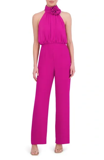 Eliza J Rosette Detail Sleeveless Jumpsuit In Magenta