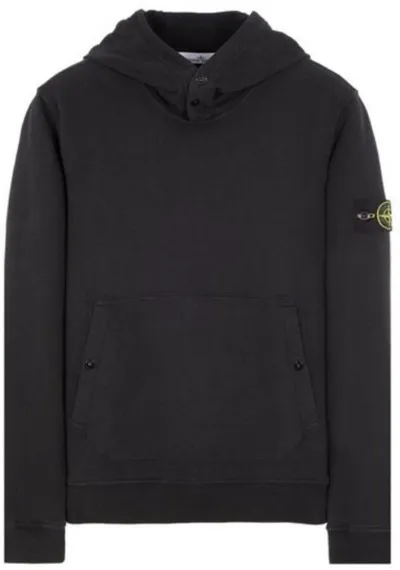 Pre-owned Stone Island 61720 Garment Dyed Hooded Sweatshirt Black In Schwarz