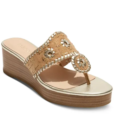 Jack Rogers Women's Jack Mid Wedge Sandals In Metallic Cork,platinum