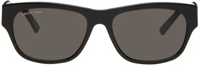 Balenciaga Black Rectangular Sunglasses In 001 Black