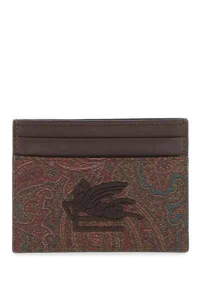 Etro Paisley Card Holder In Brown