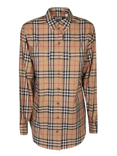 Burberry Vintage Check Oversized Shirt In Cream