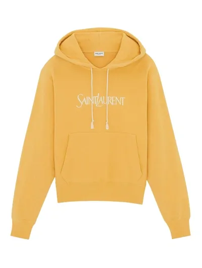 Saint Laurent Felpa Con Cappuccio  Oversize In Yellow