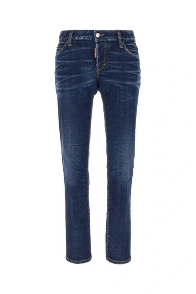 Dsquared2 Jennifer Low Rise Denim Skinny Jeans In Navy Blue