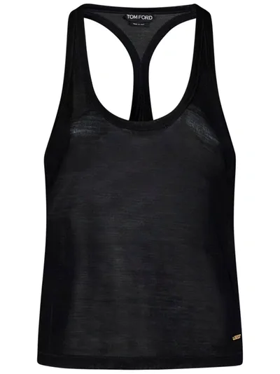 Tom Ford Silk Racerback Tank Top In Black