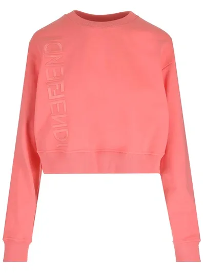 Fendi Logo Embroidered Crewneck Jumper In Rose