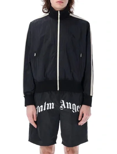 Palm Angels Black Nylon Bomber Jacket With Logo