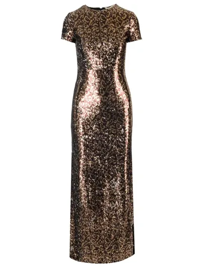 Palm Angels Back-opening Sequin Maxi Dress In Brown