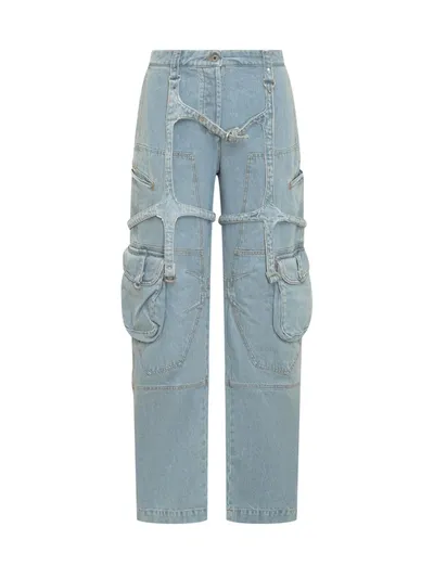 Off-white Bleach Cargo Jeans In Light Blue