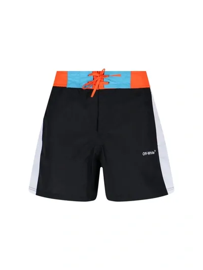 Off-white Arrow Block Sunset Swim Shorts In Black