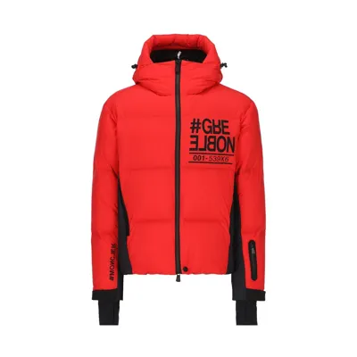 Moncler Grenoble Logo Detailed Zip In Red