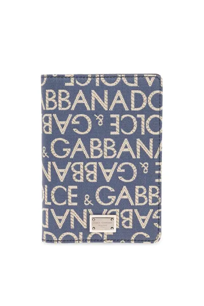 Dolce & Gabbana Logo Plaque Card Holder In Blue