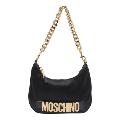 Moschino Logo Embellsihed Chain In Black