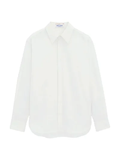 Saint Laurent Women's Boyfriend Shirt In Cotton Poplin In White