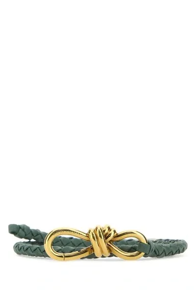 Bottega Veneta Women Andiamo Leather Belt In Green