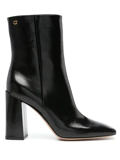 Gianvito Rossi Black 95 Leather Ankle Boots In Negro