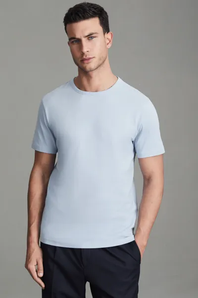 Reiss Soft Blue Cotton Crew Neck T-shirt