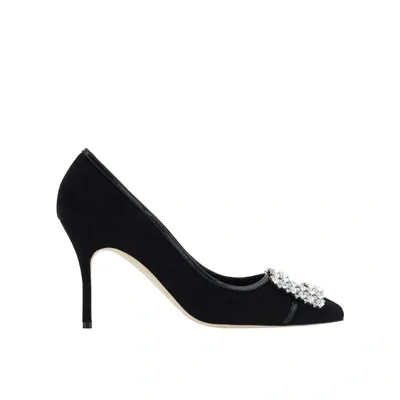 Manolo Blahnik Tuberian 90 Suede Pumps In Black