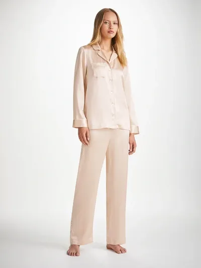 Derek Rose Women's Pyjamas Bailey Silk Satin Champagne In Cream