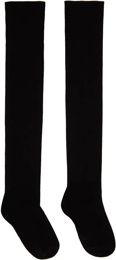 Rick Owens Black Semi-sheer Socks In 09 Black