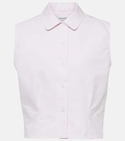 Thom Browne Cotton Sleeveless Shirt In Pink