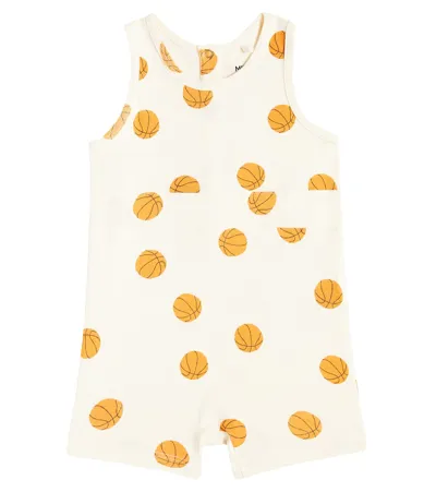 Mini Rodini Baby Basketball Cotton Playsuit In Offwhite