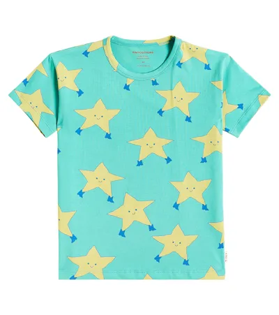 Tinycottons Kids' Printed Cotton-blend Jersey T-shirt In Green