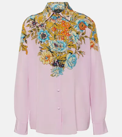 Etro Floral Silk Shirt In Pink