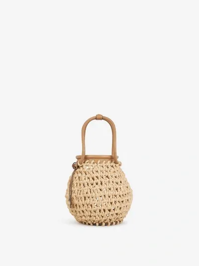 Cult Gaia Enya Crochet Top-handle Bag In Beige