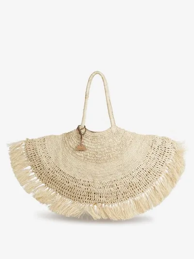 Cult Gaia Lucia Woven Fringed In Beige