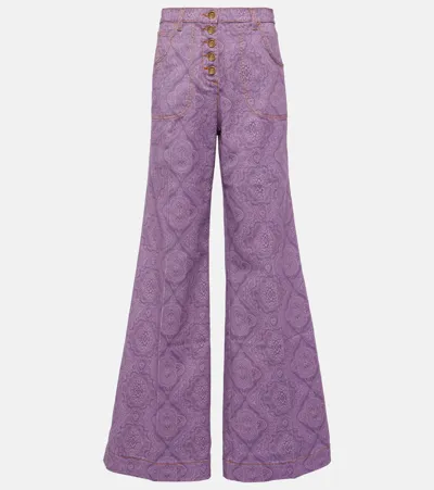 Etro Printed Flared Jeans In Lilac