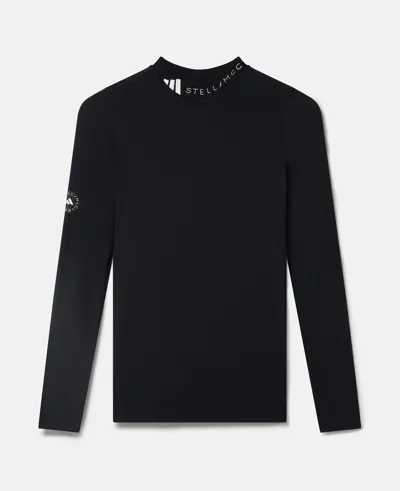 Stella Mccartney Truecasuals Sportswear Rib Long Sleeve Top In Black