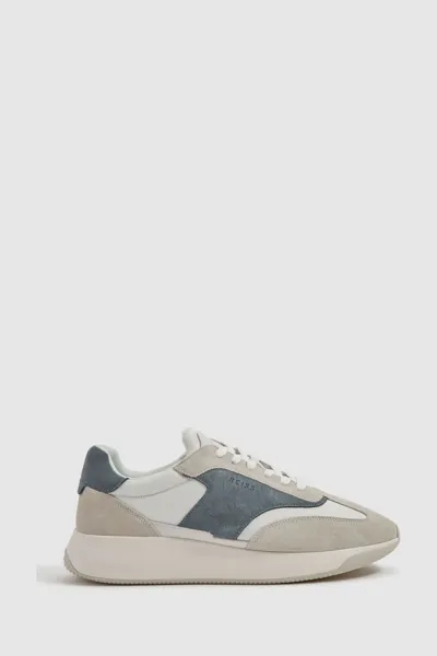 Reiss Airforce Blue Leather Suede Running Trainers