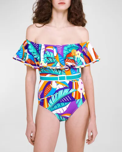 Paolita Tropicana Bianca Belted One-piece Swimsuit