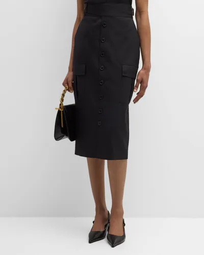 Salon 1884 Calle Button-front Cargo Skirt In Black