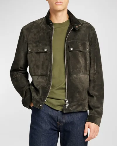 Loro Piana Men's Geisei Full-zip Bomber Jacket In Army Green