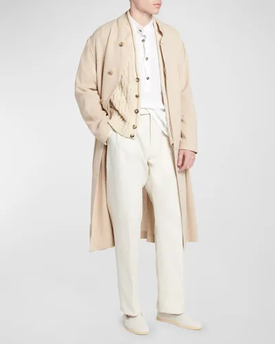 Loro Piana Men's Edvin Linen Trench Coat In Dune Beige