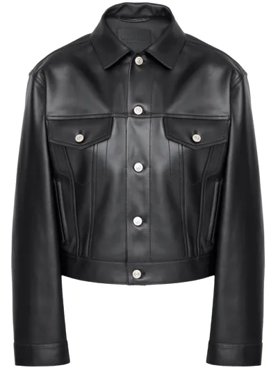 Balenciaga Small Fit Leather Jacket In Black