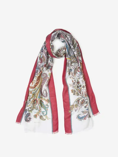 Etro Paisley Motif Scarf In Beige