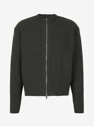 Givenchy Zipped Knit Cardigan In Military Green