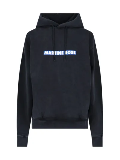 Martine Rose Logo Printed Drawstring Hoodie In Black