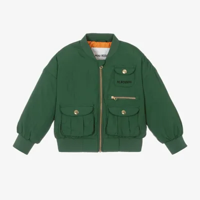 Mini Rodini Kids' Zipped Bomber Jacket In Green