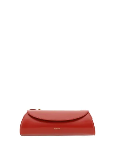 Jil Sander Cannolo Foldover Small Shoulder Bag In Red