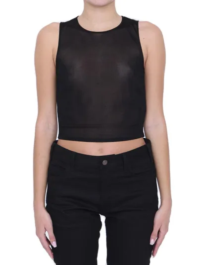 Saint Laurent Sleeveless Cropped Tank Top In Black