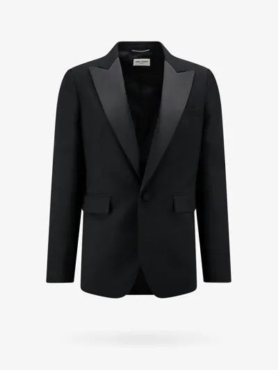 Saint Laurent Oversized Satin-lapel Wool Tuxedo Jacket In Black