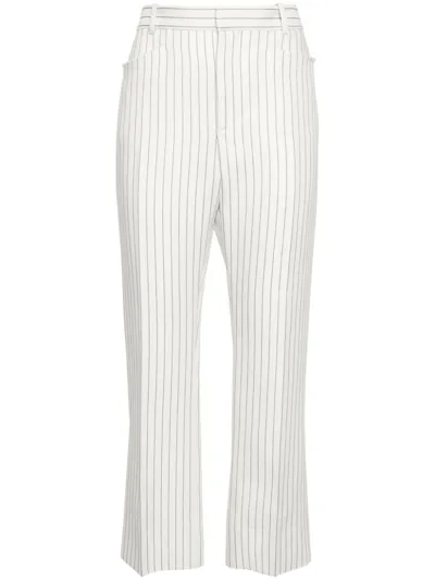 Tom Ford Striped Straight-leg Trousers In White